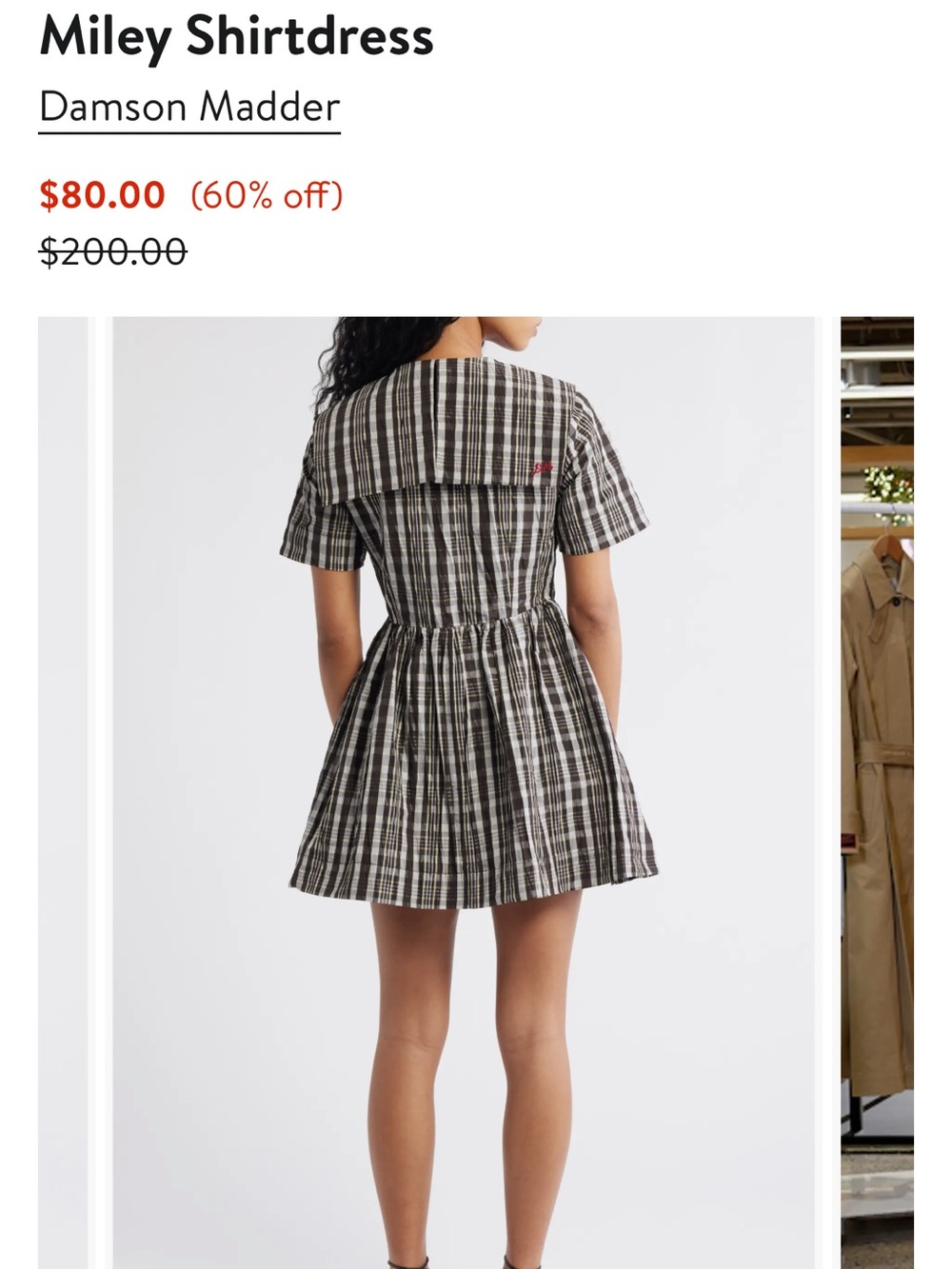 Damson Madder Size 2 Miley Shirtdress in Black & White Plaid